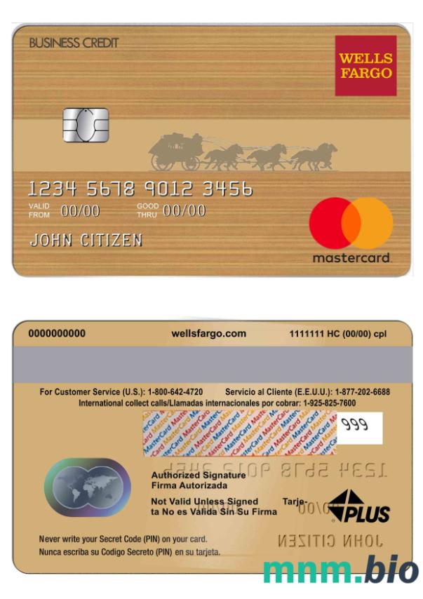 USA Wells Fargo Masterkarta w pełni edytowalne PSD